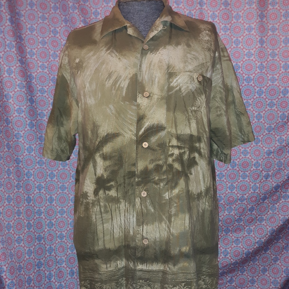 Mr.Shop Men's Button Front Hawaiian Shirt Medium